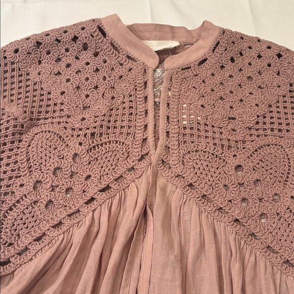 Anthropologie Cardigan Duster in Rose Crochet Detail and Lace Trim One Size NWT - Picture 16 of 16